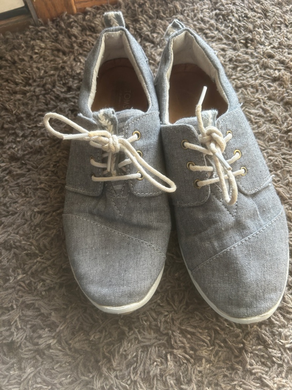 Toms Light Gray/denim colored Canvas Slip-On Sneakers